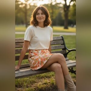 J. Crew Factory Orange Floral Mini Skirt